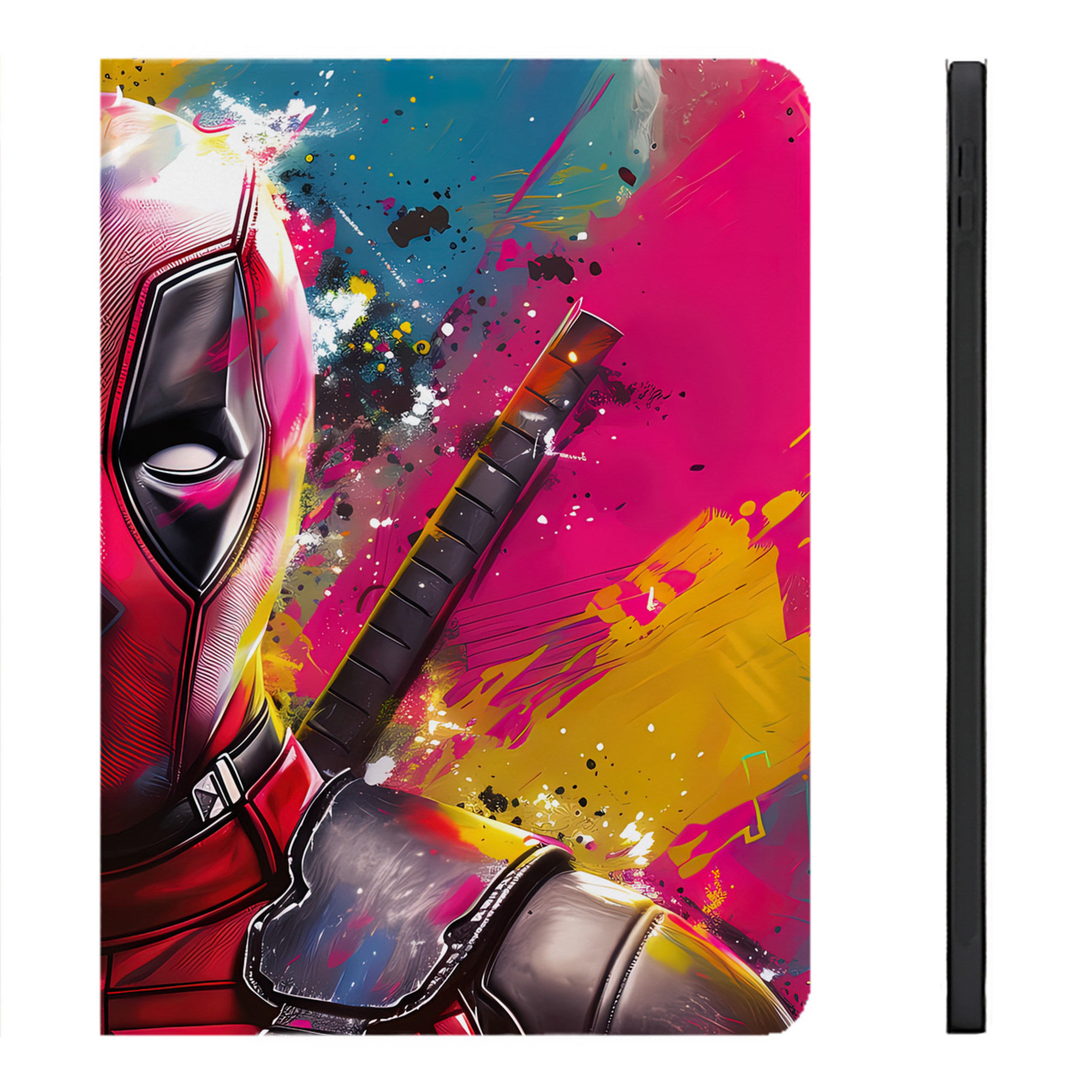 （画像用） Deadpool デッドプール IPadケース ペンホルダー付き ブックスタイルデザイン